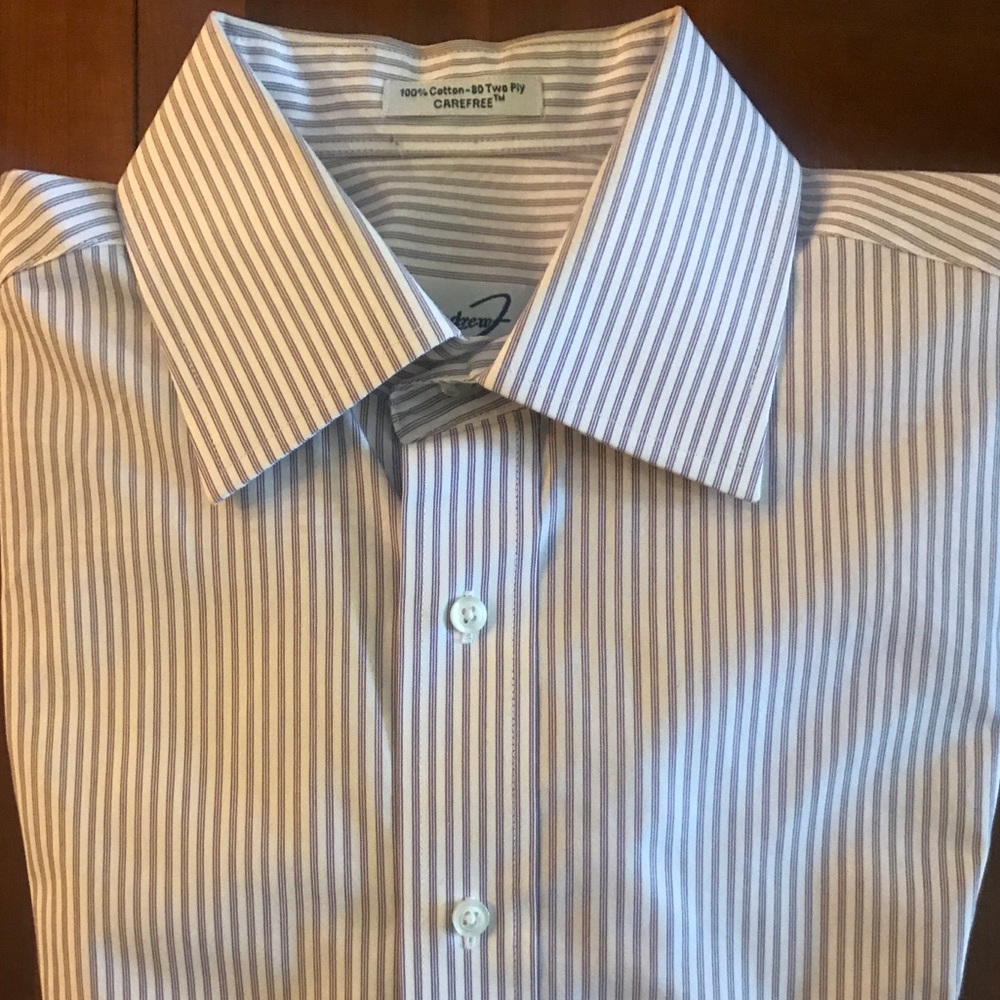 Custom-made purple strip button-down